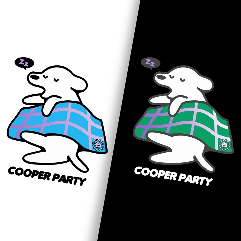 FNIcooper（被窝小狗）趣味卡通重磅纯棉长袖男女情侣T恤秋宽松光变