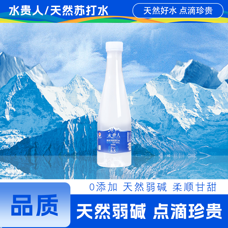 水贵人天然苏打水无糖无气碱性苏打水小分子水礼盒装425ml*12瓶