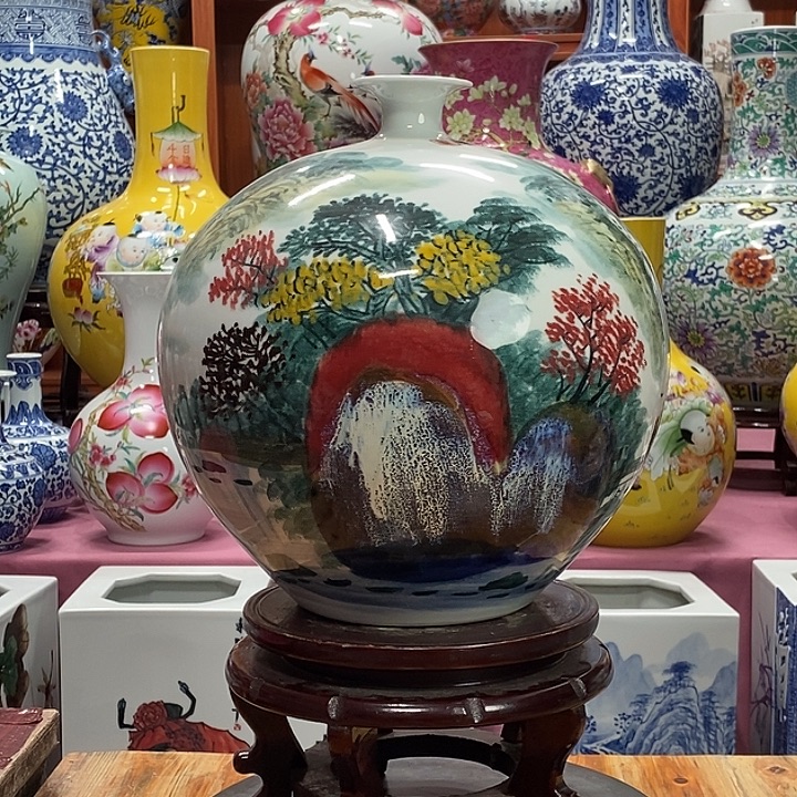 (***艺景德镇陶瓷手工手绘花瓶摆件