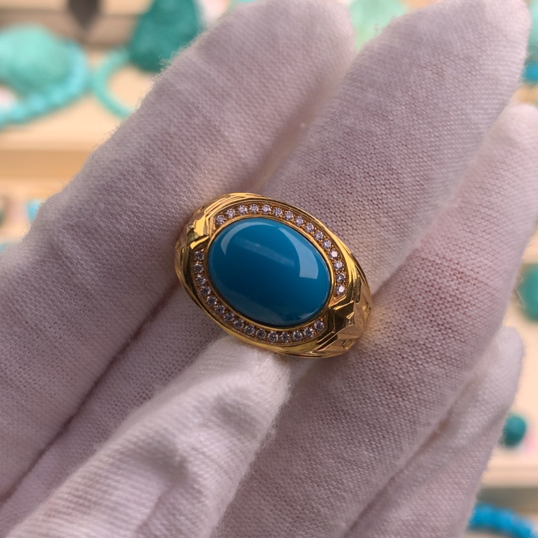 绿松石珠宝奇石18K金镶嵌