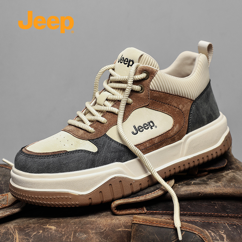 JEEP吉普男鞋2025秋冬季英伦休闲板鞋男士潮流百搭中帮工装潮鞋