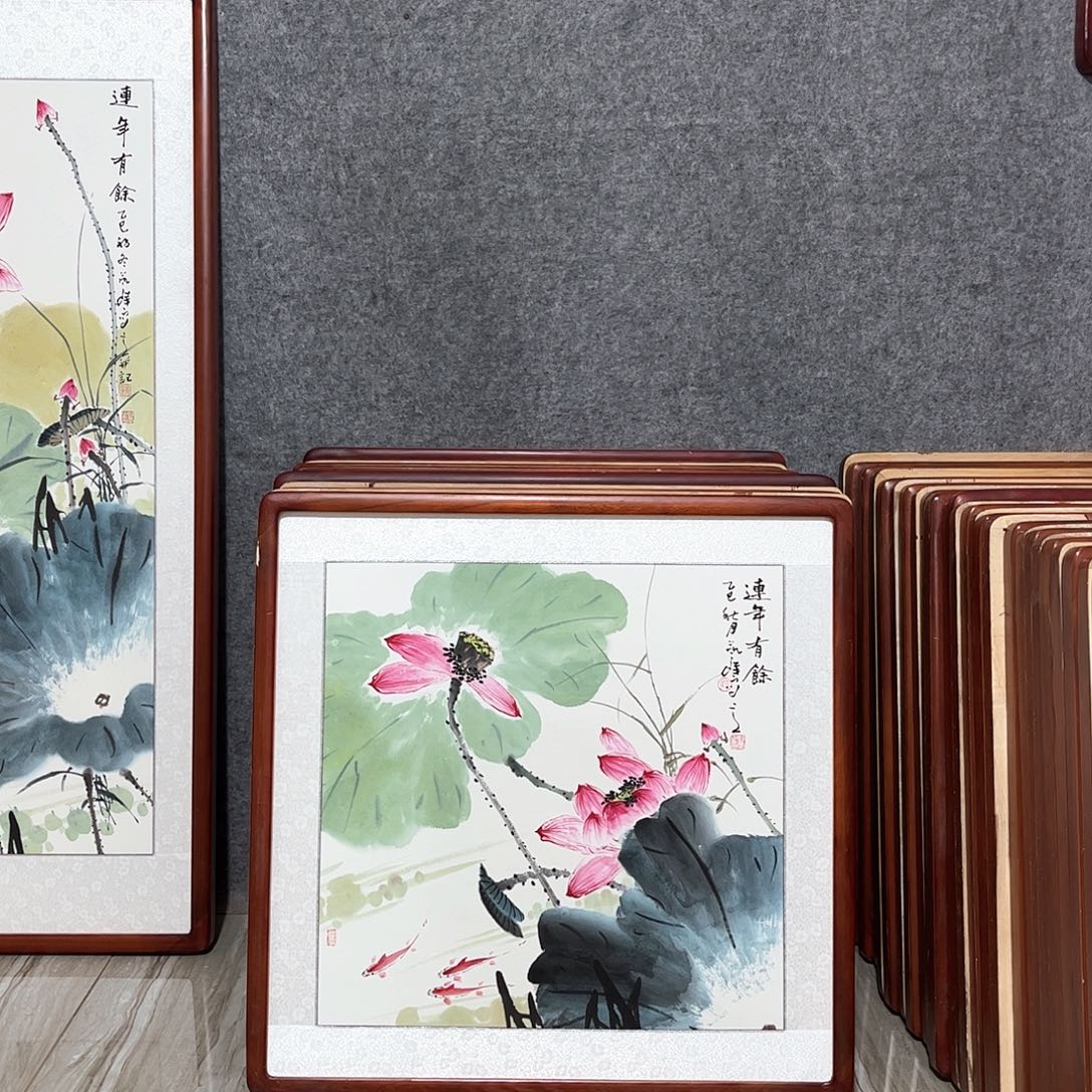 国画书画作品带框63×63