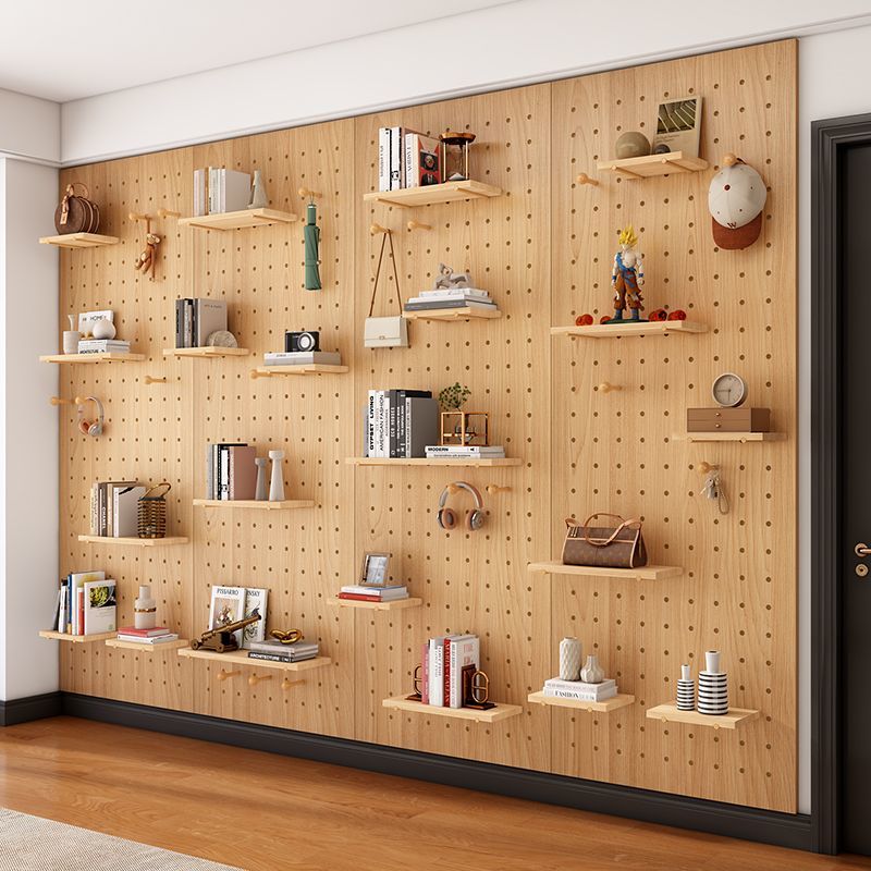 开心家实木洞洞板置物架现代简约风墙面客厅玄关