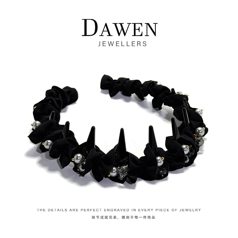 TT1119《艾拉公主》韩国品质软胶底齿梳发箍褶皱镶钻气质高颅顶头箍