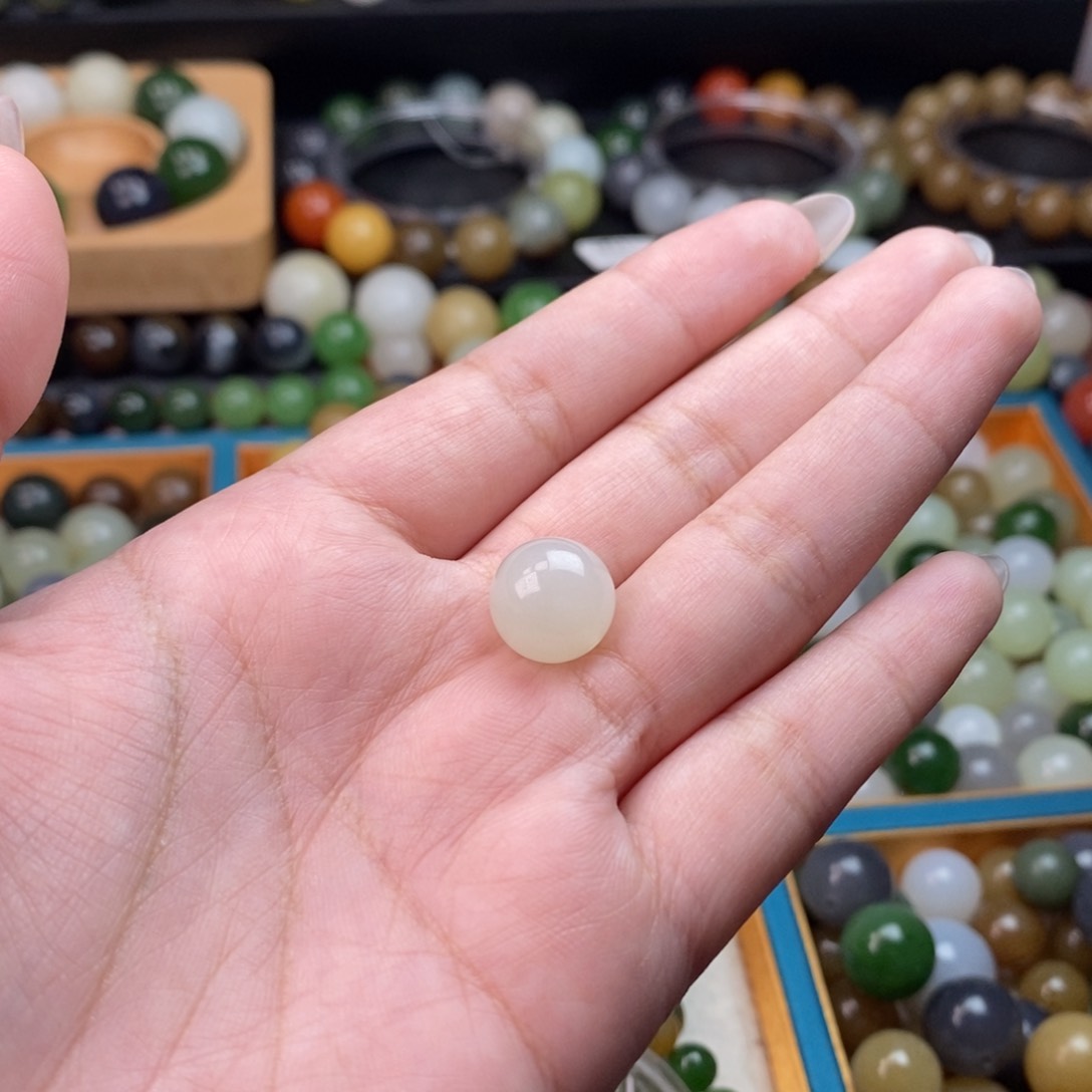 和田玉未镶嵌手串福利冰白单珠z 12