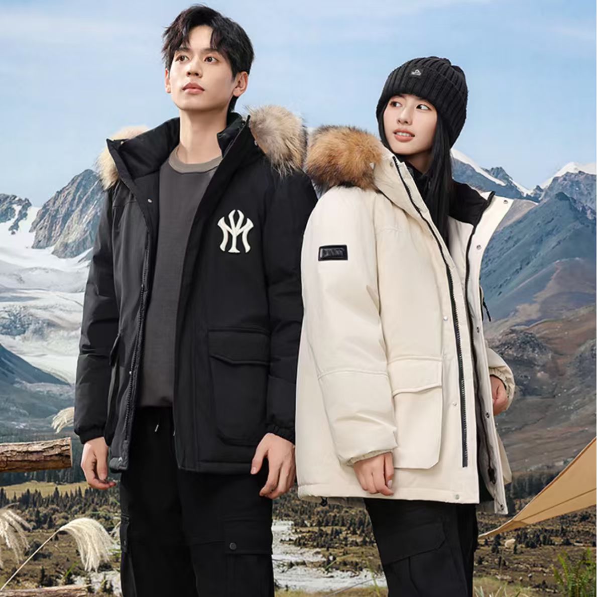 MY2025新款冬季加绒加厚男女同款户外情侣连帽外套保暖H