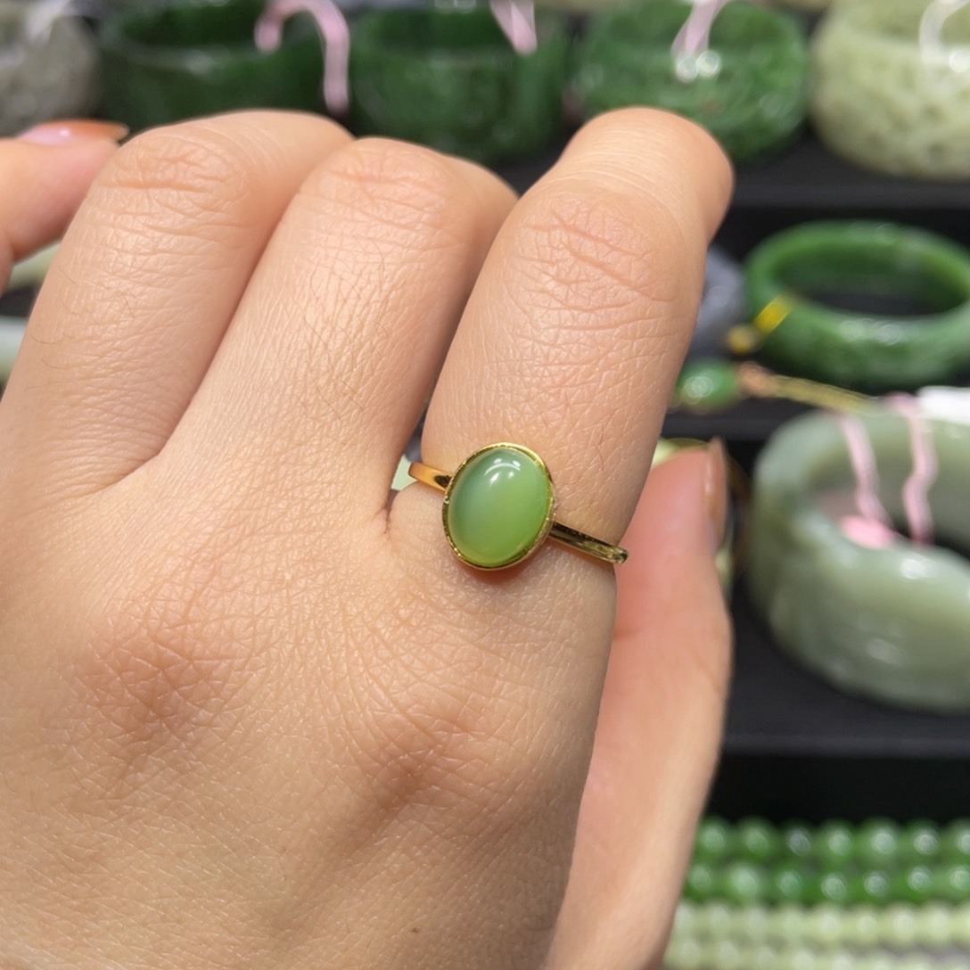 和田玉戒指银S925镶嵌