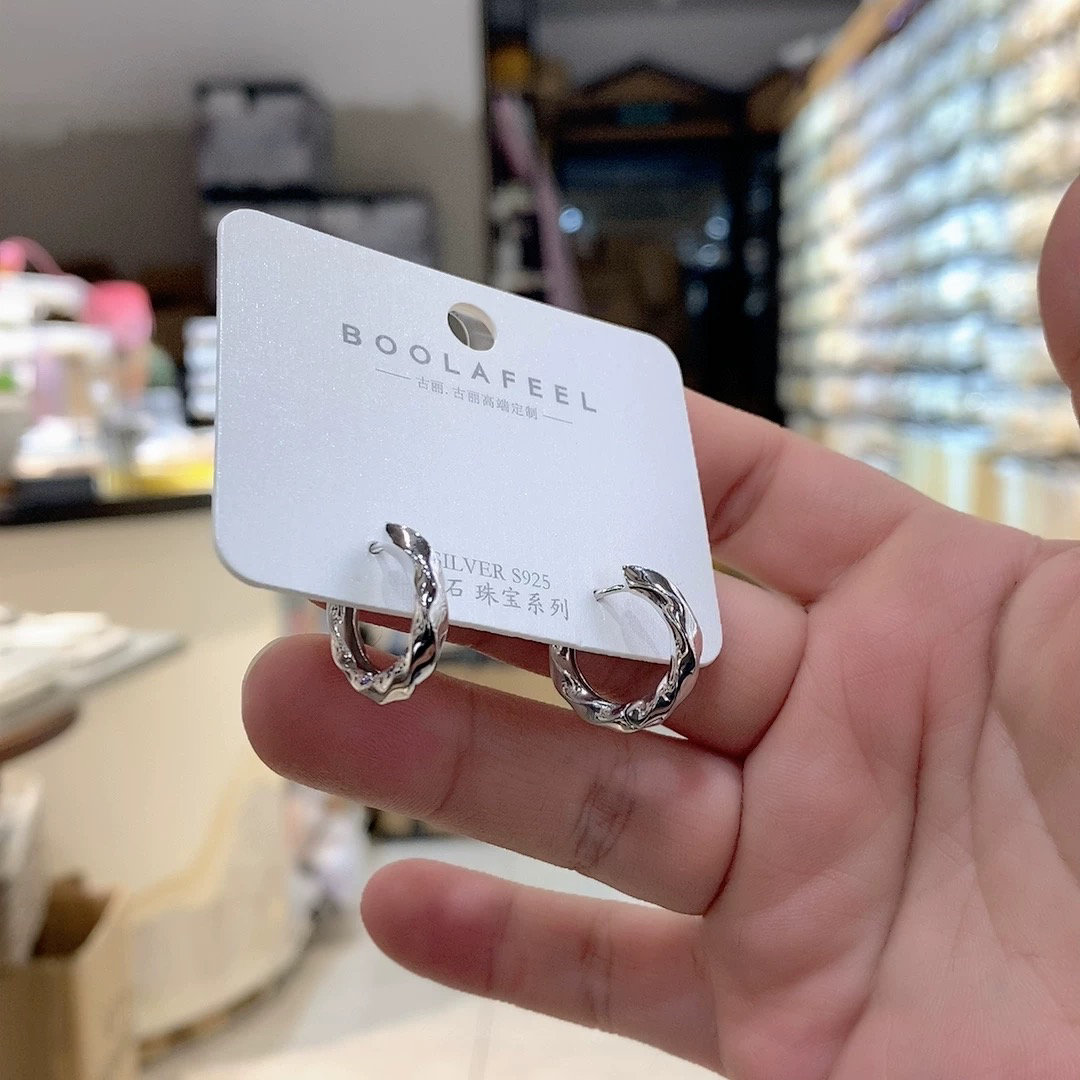 925银耳饰 01381 高端定制古丽品牌新款s925纯银17.5mm耳扣小耳圈