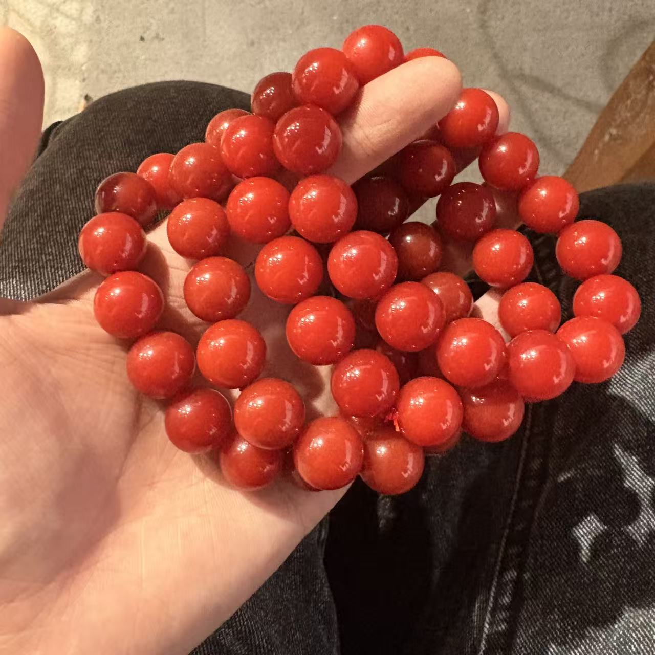 天然锦红玛瑙手串 -14mm左右—多样性发一d058