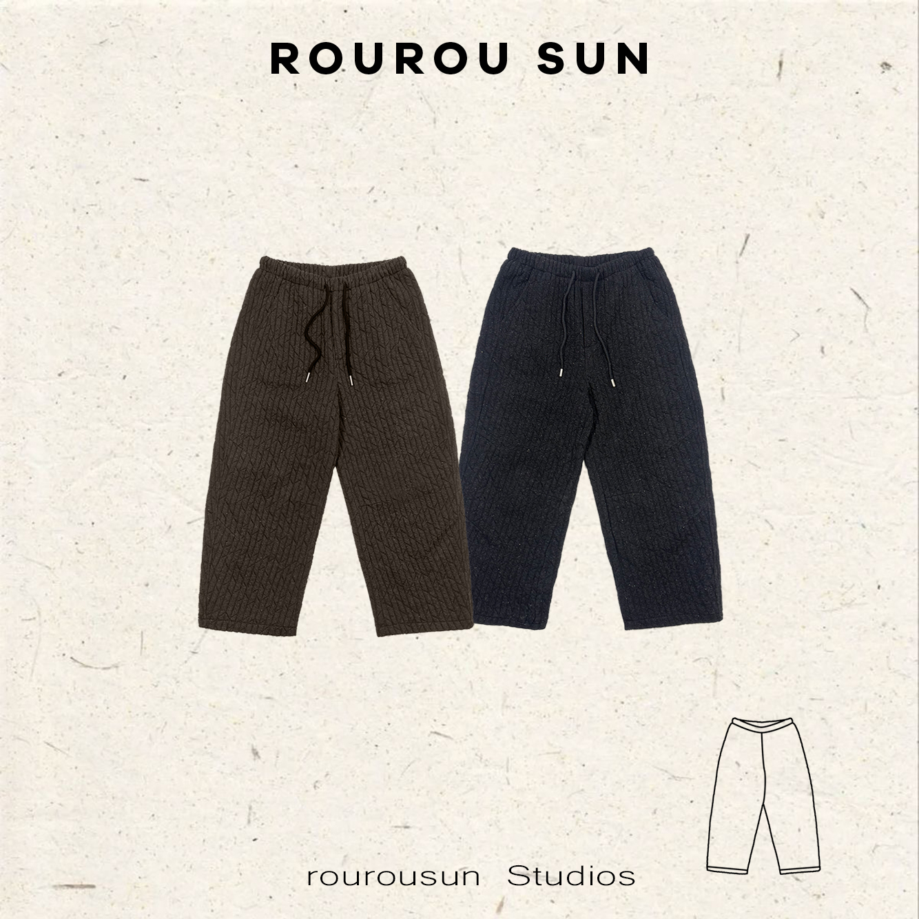 29058冬款女装时尚松紧腰阔腿弯刀百搭宽松菱格卫裤