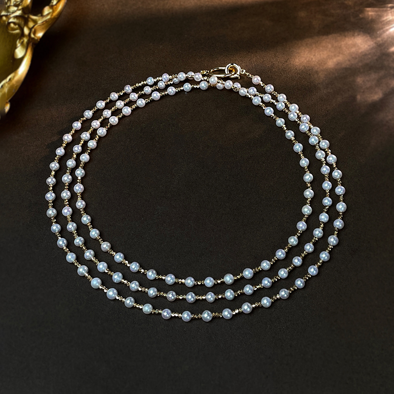 合金淡水珍珠百搭隔珠毛衣链4-5mm