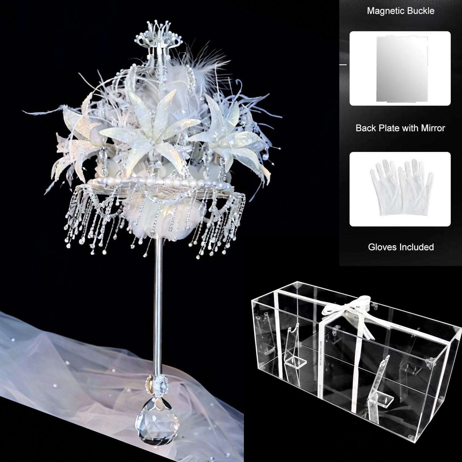 高级感新娘公主权杖皇冠手捧花中西式婚礼新婚礼物重工材料包成品