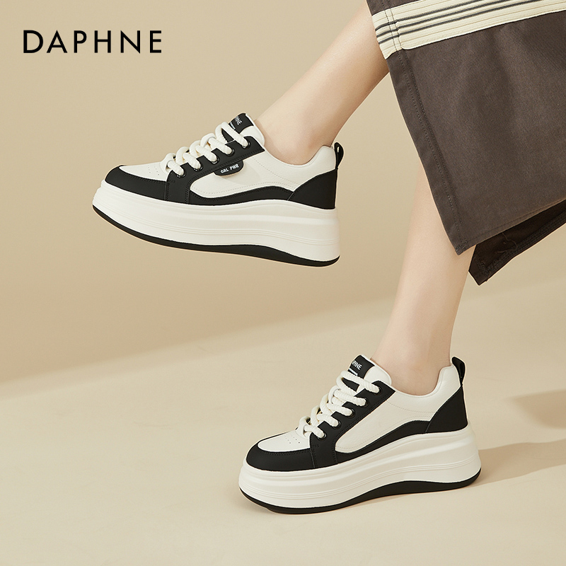 达芙妮厚底白鞋女鞋新款2025春季爆款时尚气质百搭鞋子女鞋配裙子