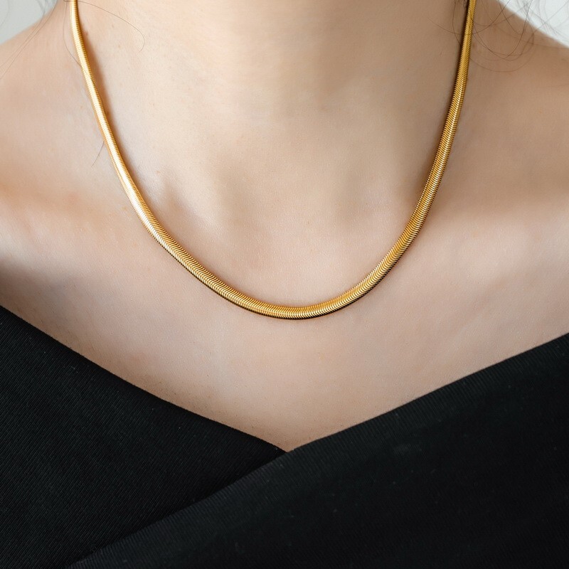 合金项链 几何森系欧美女宽蛇骨链ins气质个性小众冷淡风饰品