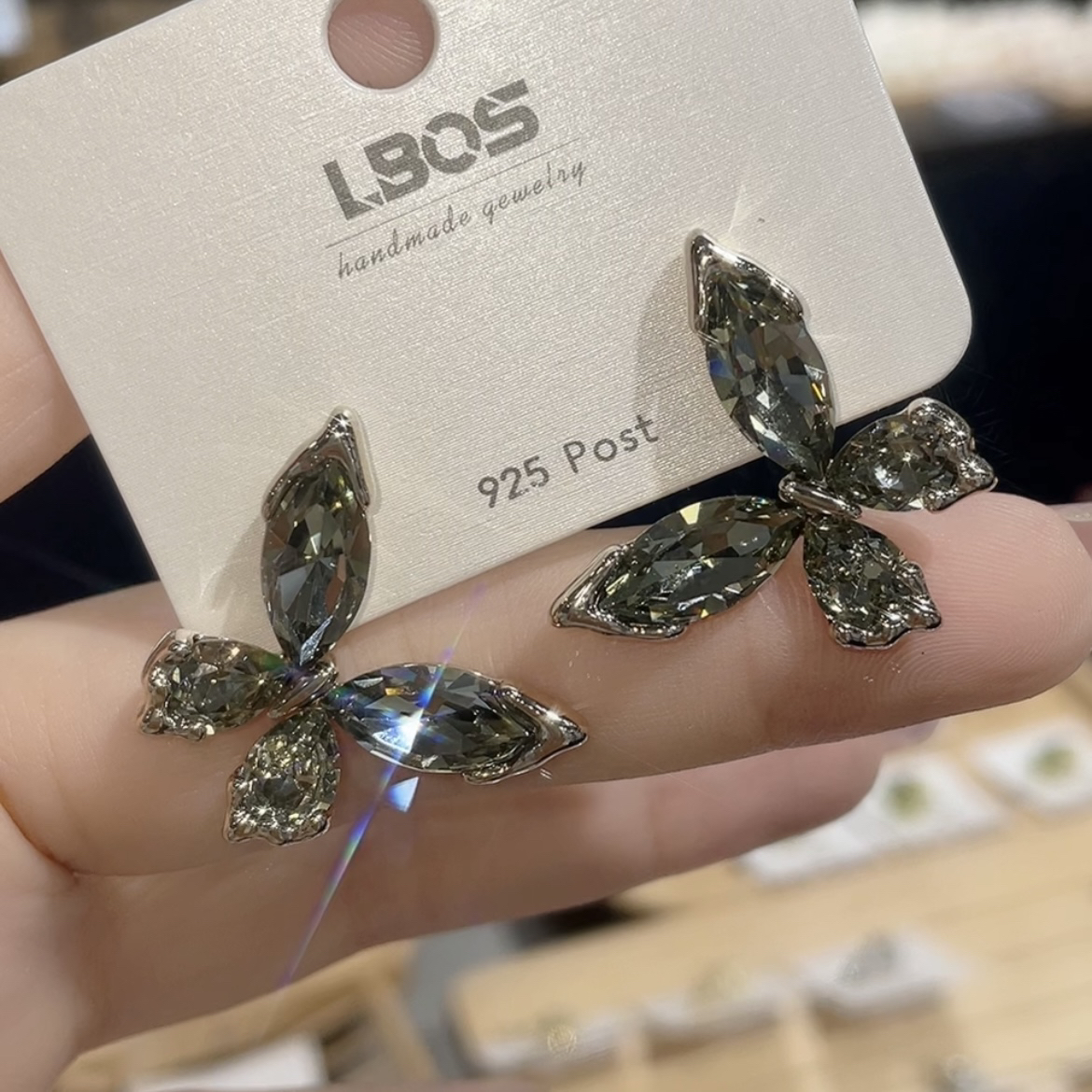 铜合金锆石耳饰 蝴蝶之梦温柔锆石韩系轻奢百搭小众气质耳环