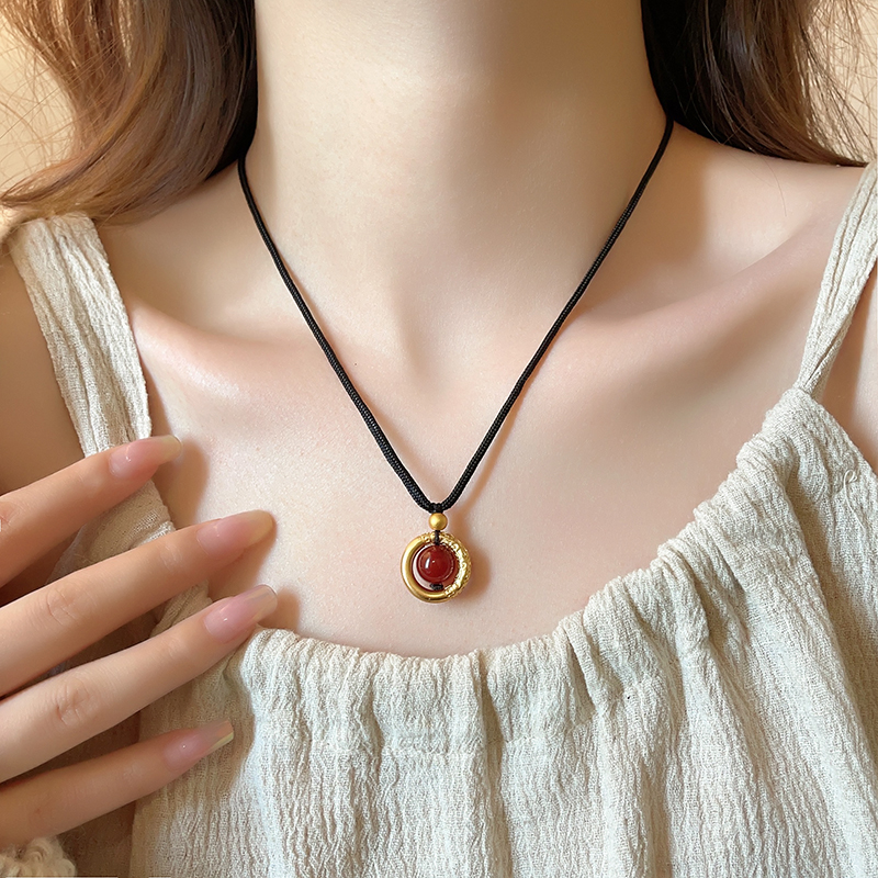 CK 合金项链 新中式转运珠吊坠项链女款2025新款锁骨链饰品手工