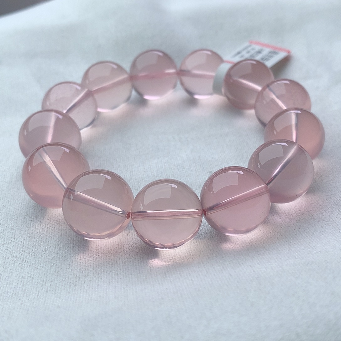 水晶未镶嵌手串冰橘粉