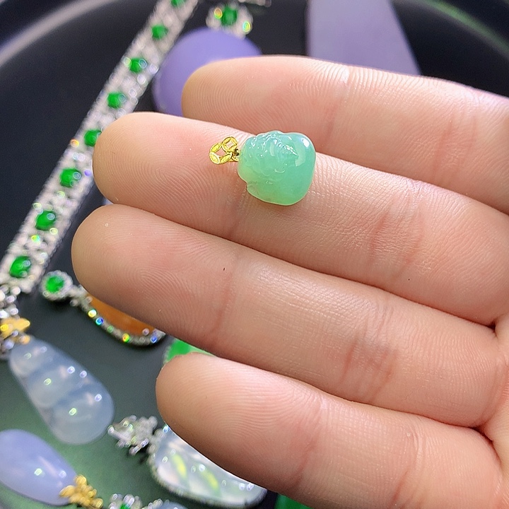 翡翠挂件18K金镶嵌595353