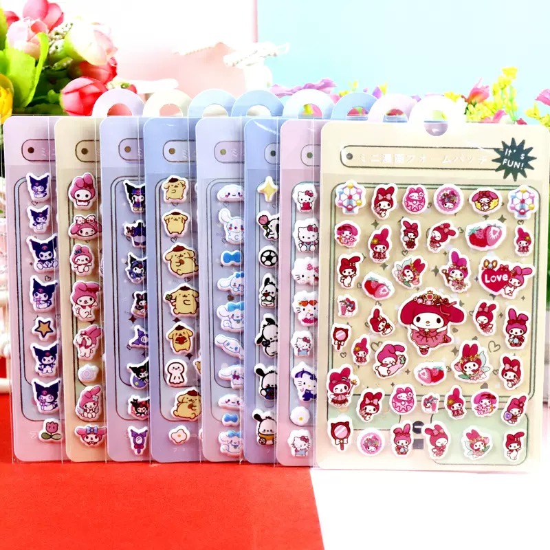 新款卡通芙蓉皮泡棉贴纸三丽鸥小马宝莉角落生物卡皮吧啦吉伊卡哇