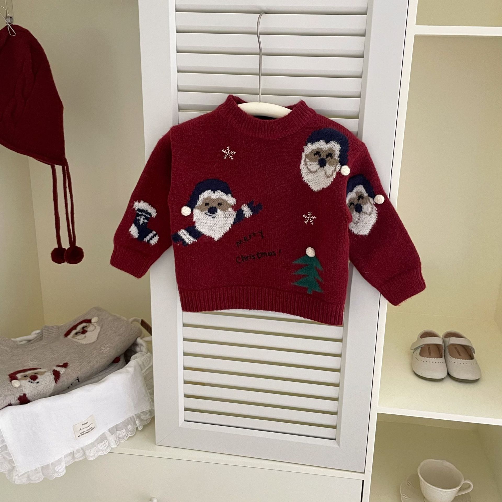 加绒加厚卡通圣诞年款2025新款韩版儿童毛衣冬季141