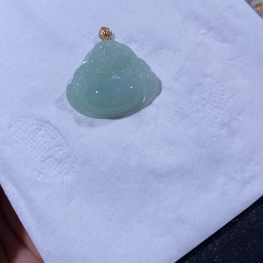 翡翠吊坠(不含链)18K金镶嵌