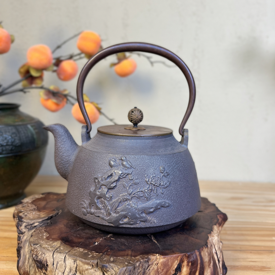 四君子 日本原版纯手工无涂层复古煮水砂铁壶家用茶壶茶具套装
