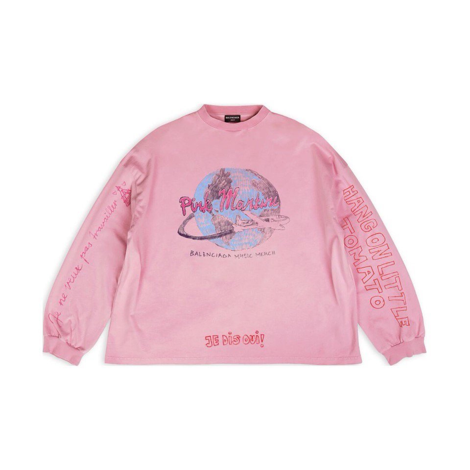 99新 Balenciaga/巴黎世家 联名款/字母卡通/印花长袖T恤/2码