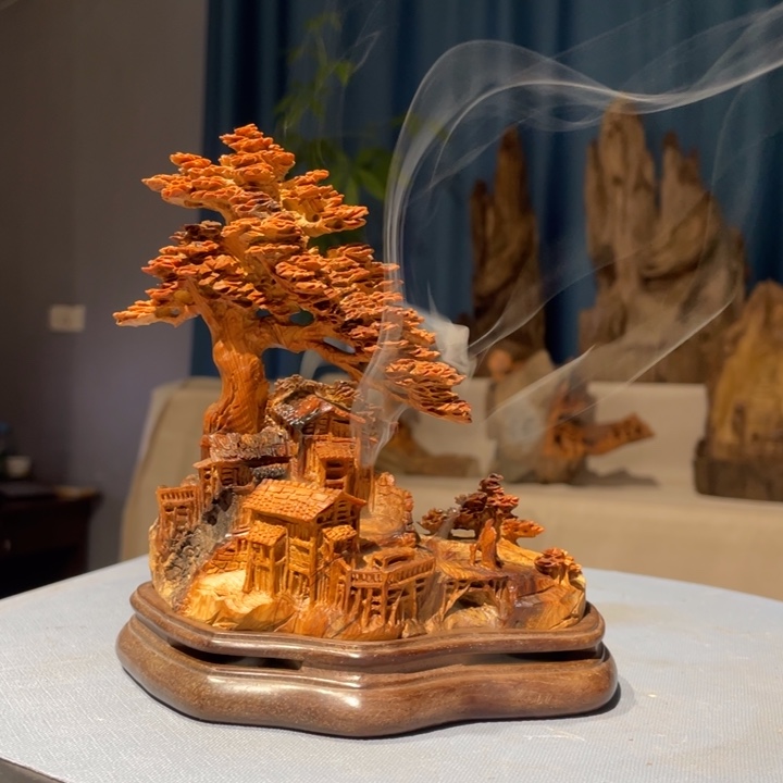 柏木（崖柏）八****店山里人家香炉摆件