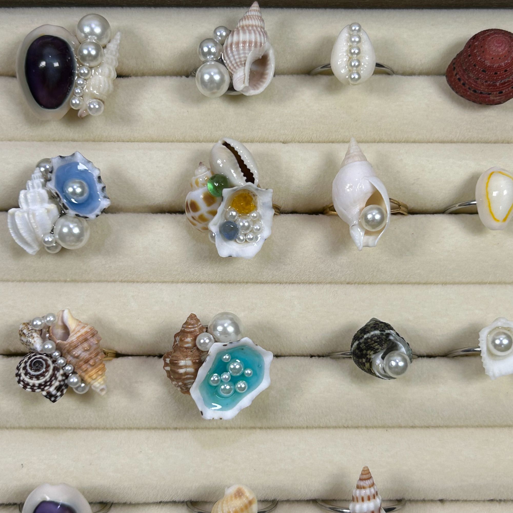 合金贝壳戒指 纯天然贝壳高级感戒指手作可调节指环高订款