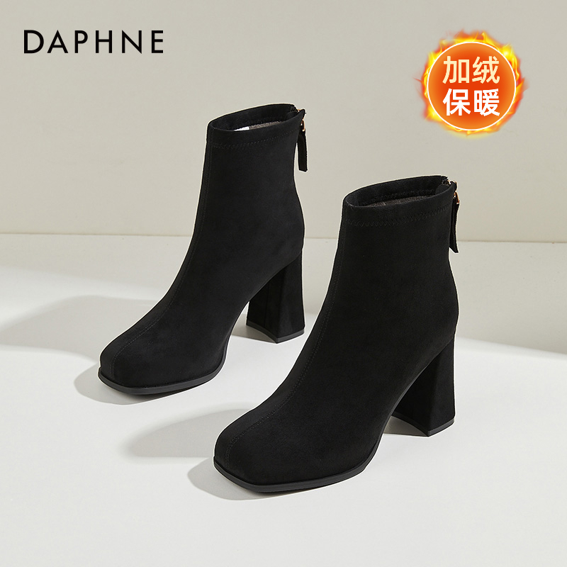 达芙妮绒款超高跟瘦瘦靴小个子增高时尚短靴法式时装靴女鞋马丁靴商品图
