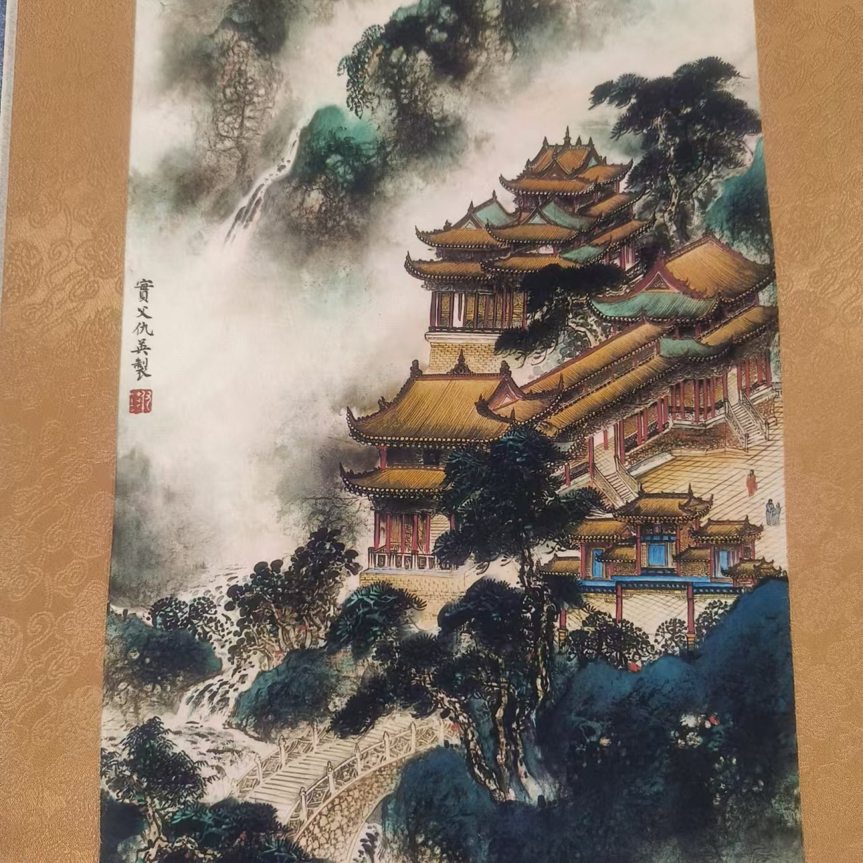 千古书画院 小画片福利 山间楼阁32*55 尺寸小不喜勿拍！没轴头