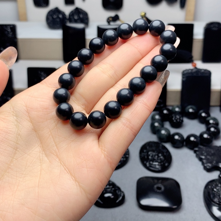和田玉（墨玉）手串未镶嵌特价10mm