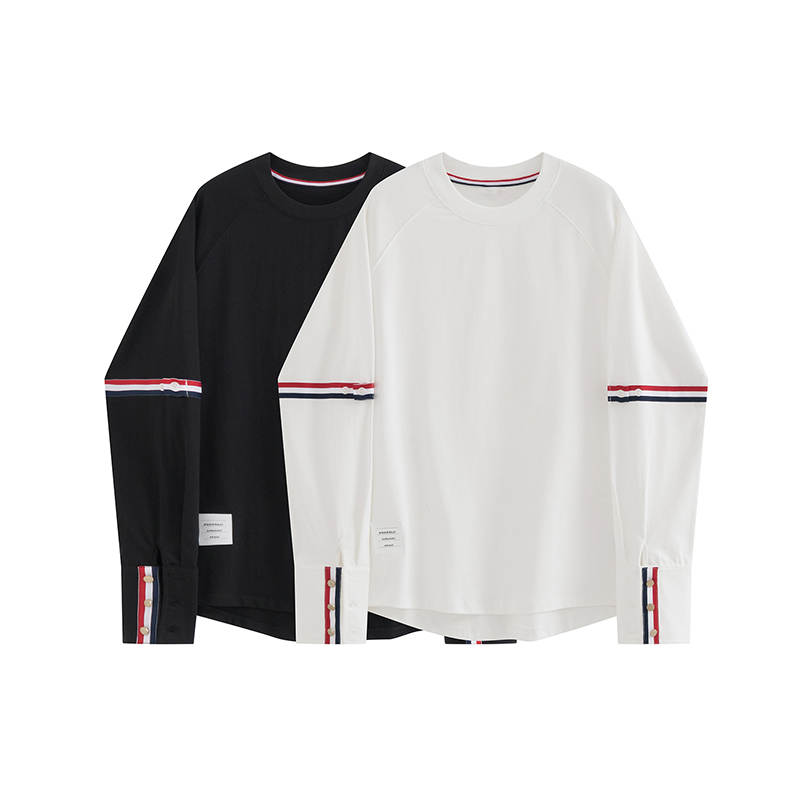 格格专属【小三条】黑白双色长袖t恤宽松百搭男女同款打底衫TX216