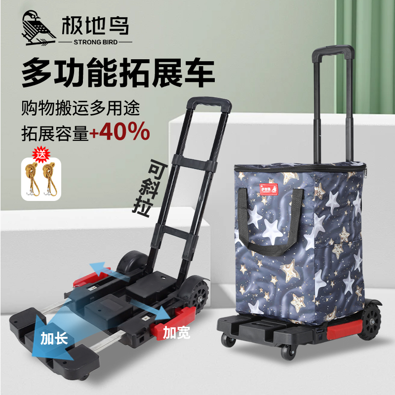 便携出行老年人购物手拉买菜车大容量家用行李拉快递小推车
