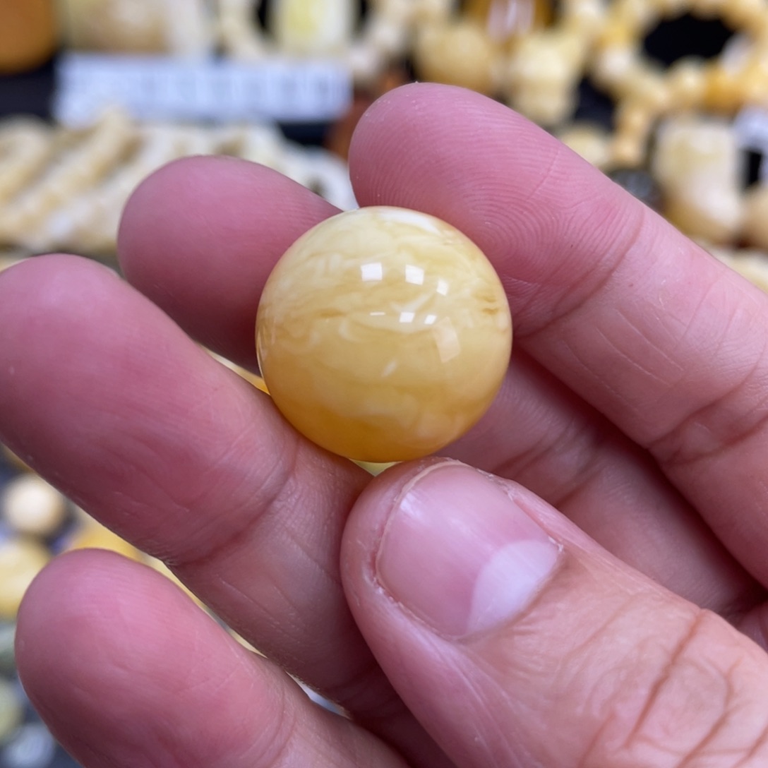 琥珀珠宝奇石未镶嵌19.2mm微瑕疵虎皮