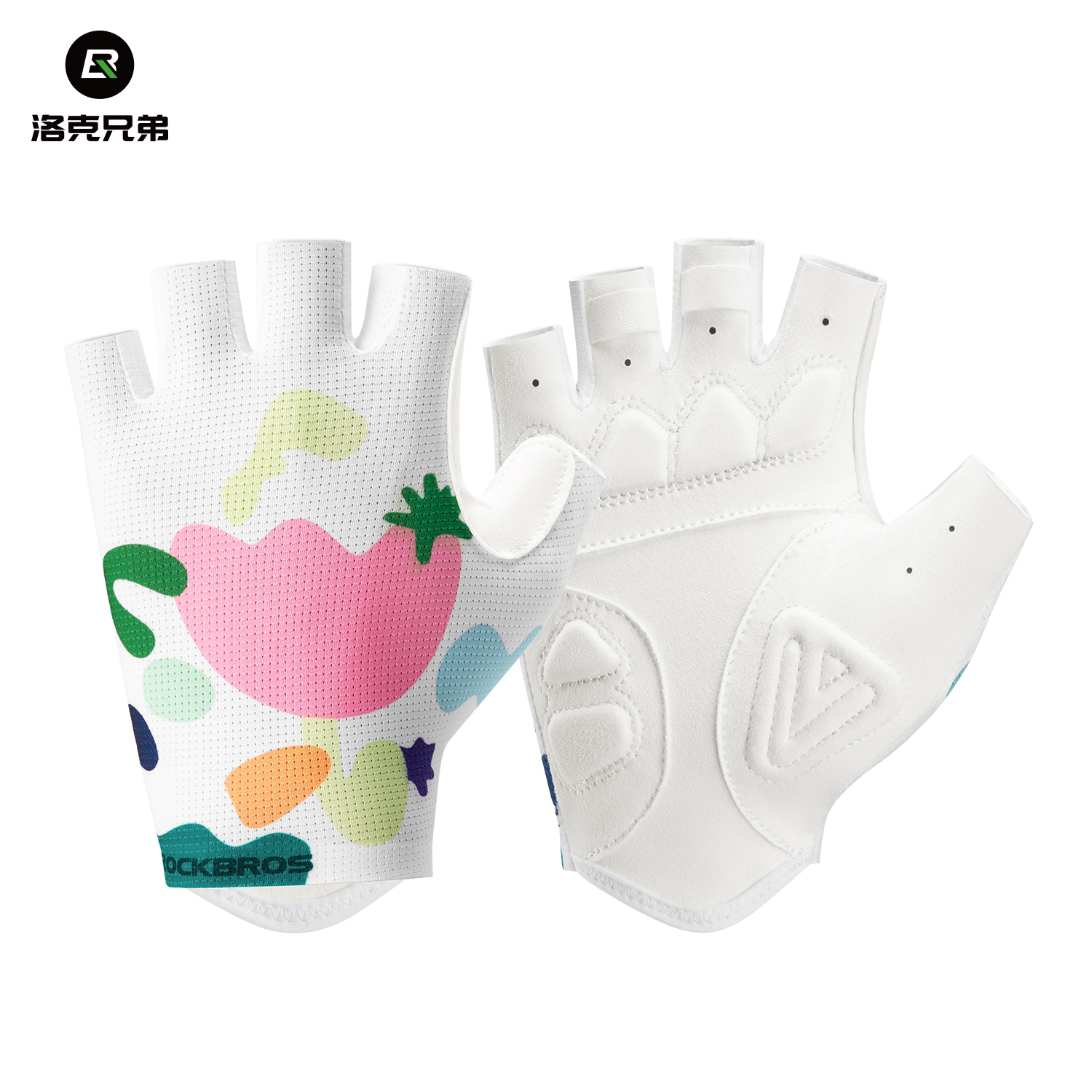 洛克兄弟骑行手套女款半指公路自行车山地车透气减震短指运动手套