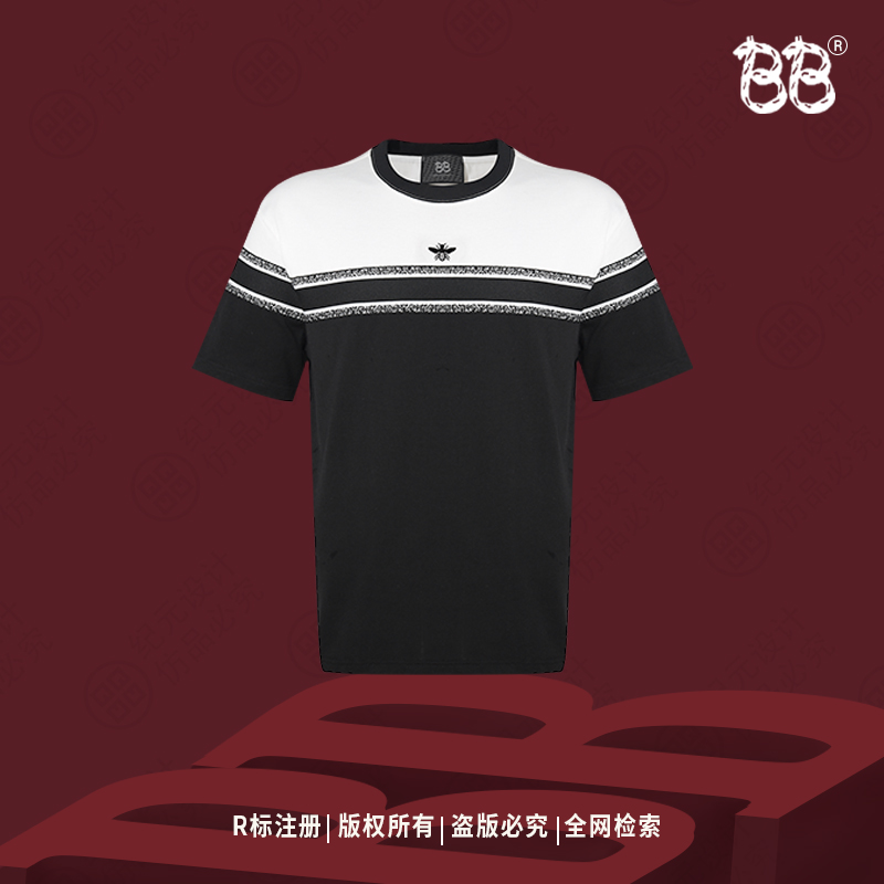 BB 【皇家荣耀 冰舒100%纯棉】欧式皇家老钱风刺绣短袖T恤BB2898