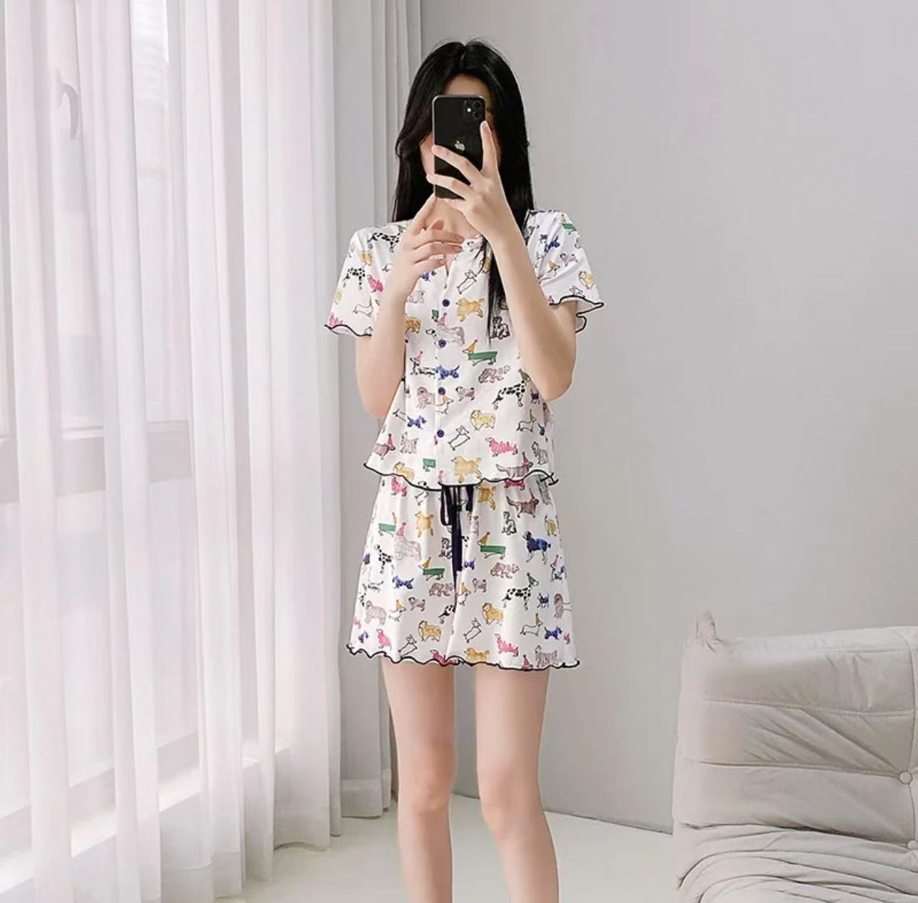 2025新款春夏季高端睡衣卡通印花休闲时尚宽松两件套套装可外穿女