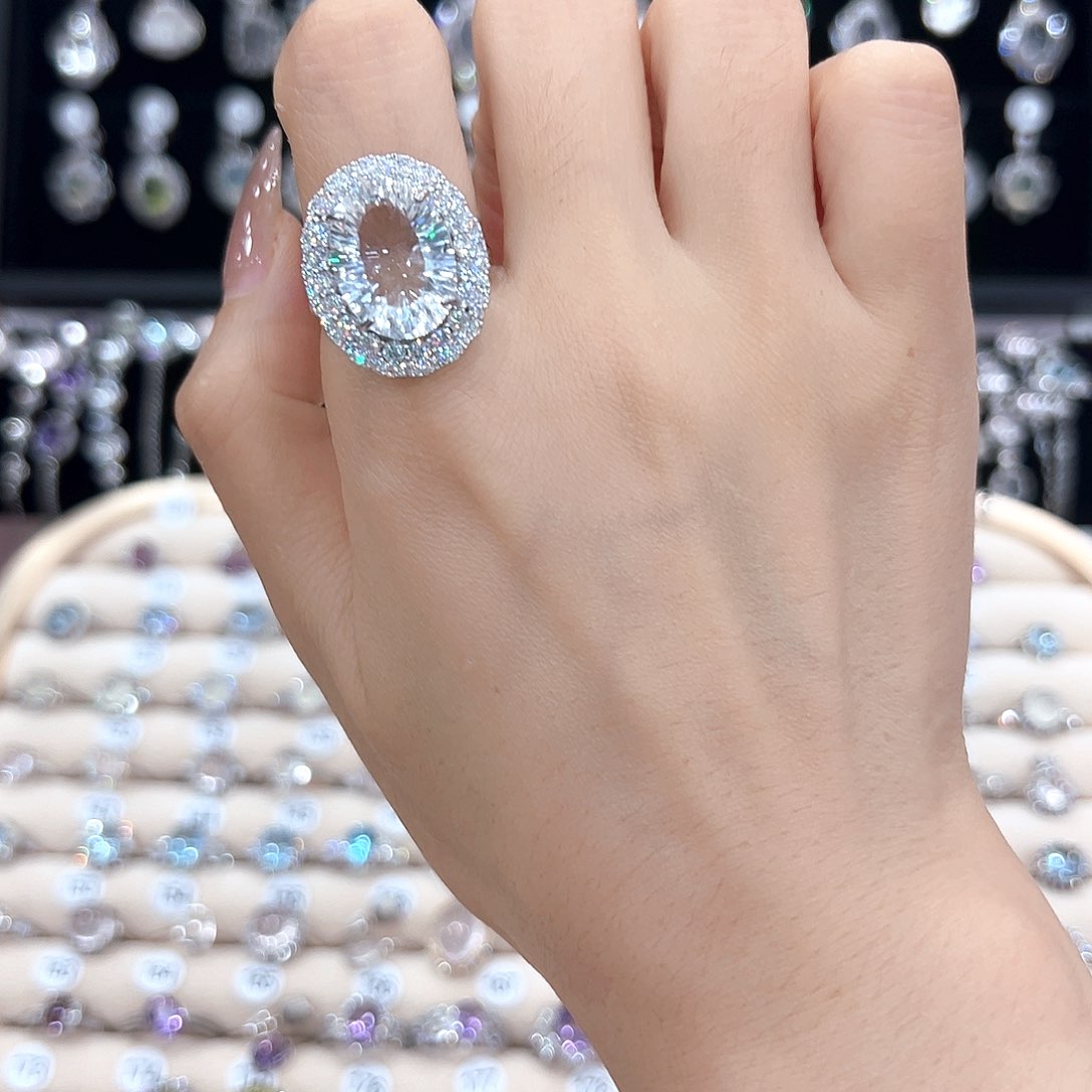 环***环水晶戒指银S925镶嵌