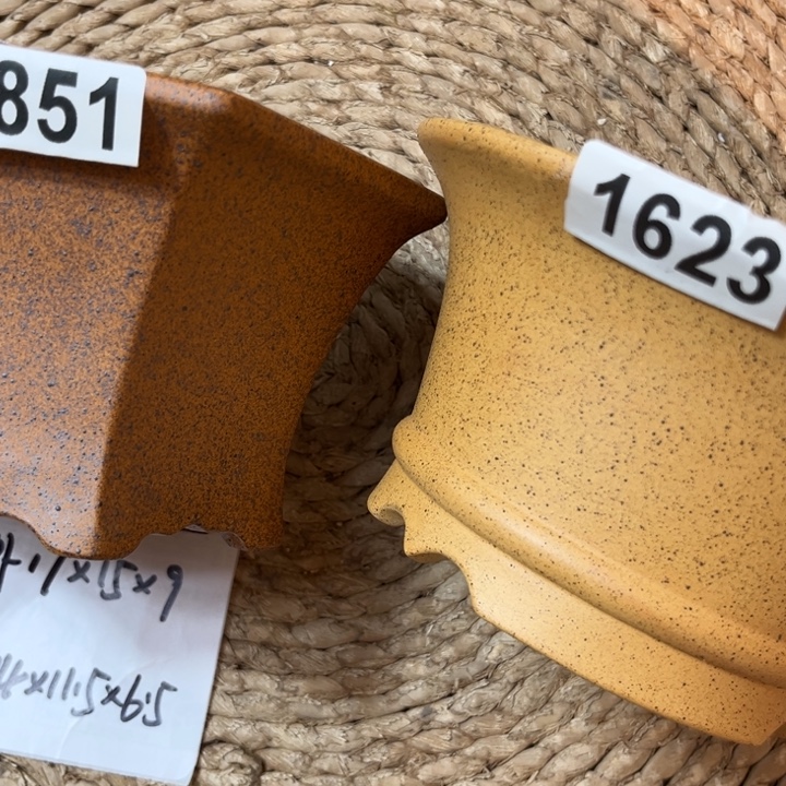 海***焦紫砂花盆  随单柴烧小盆两只1851➕1623