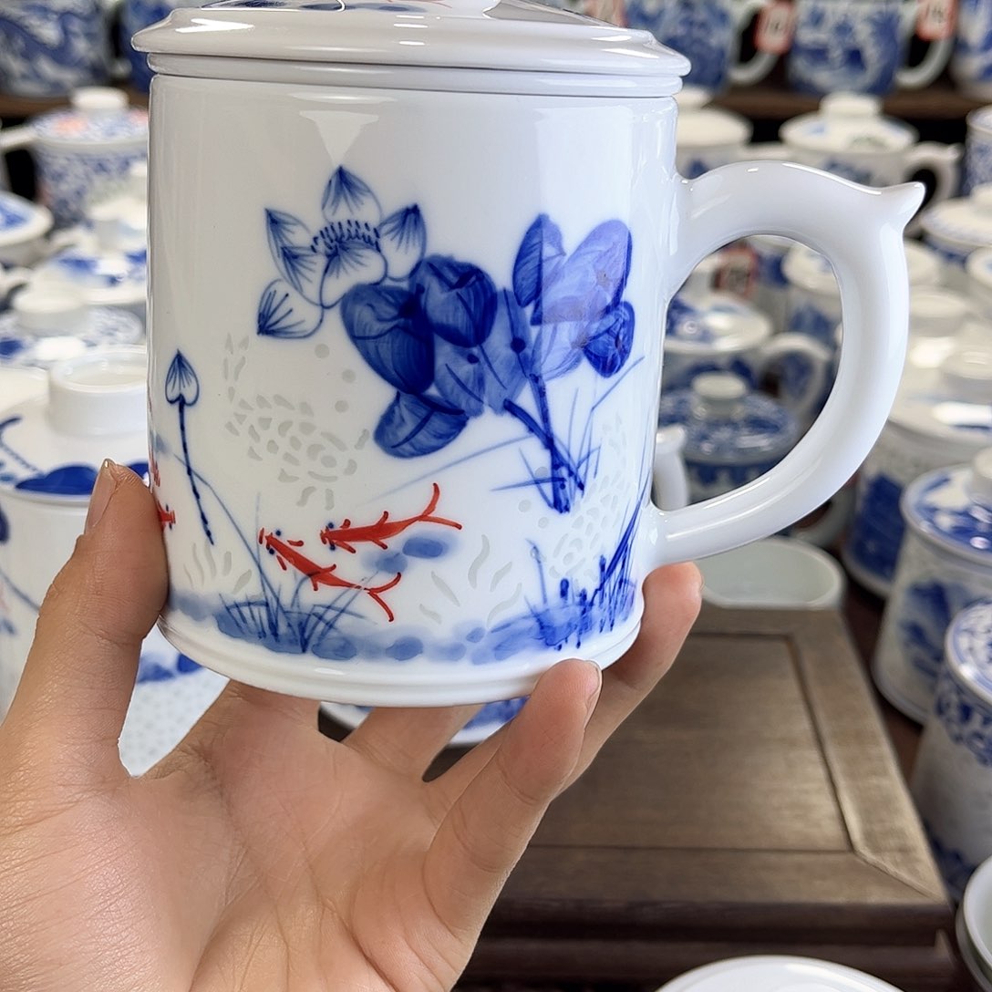 阳*刚景德镇陶瓷马克杯带盖