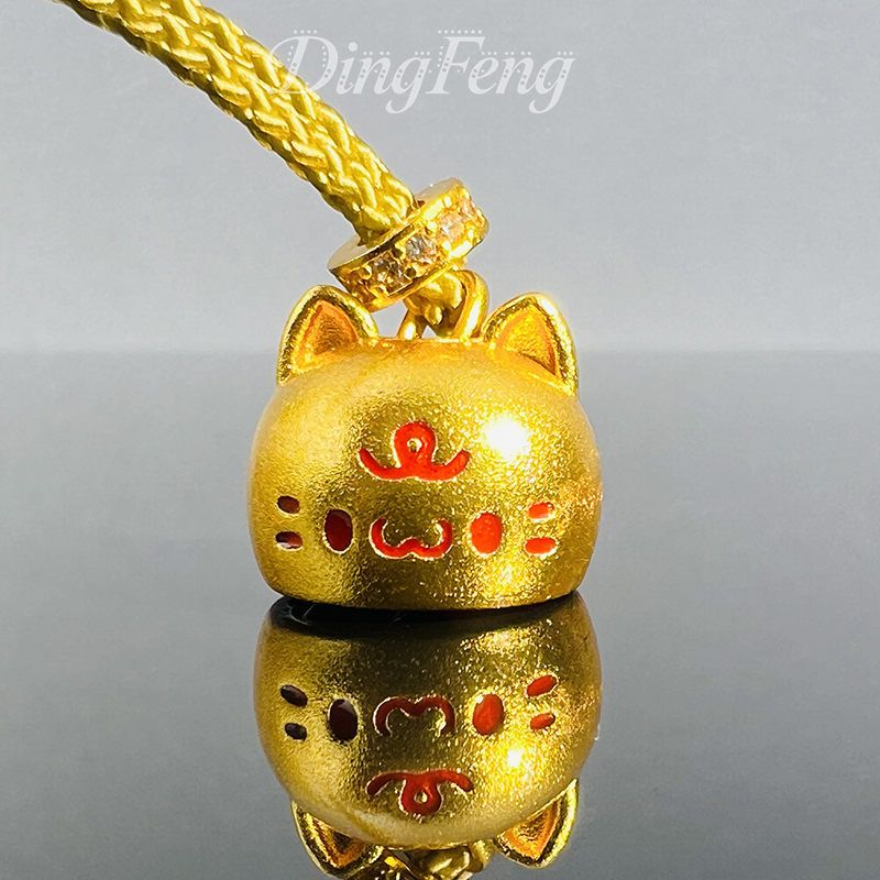 铜合金吊坠 躲猫猫+金绳 新中式捉迷藏猫咪铃铛送礼物