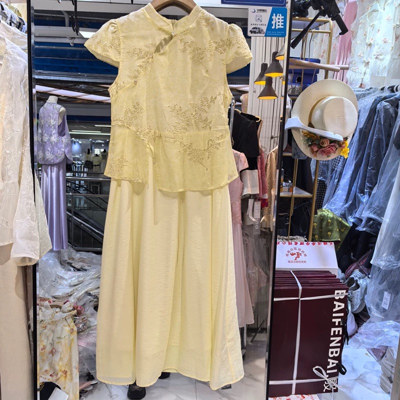 ZS小个子新中式国风连衣裙短款高级感别致显瘦日常流行漂亮中长裙