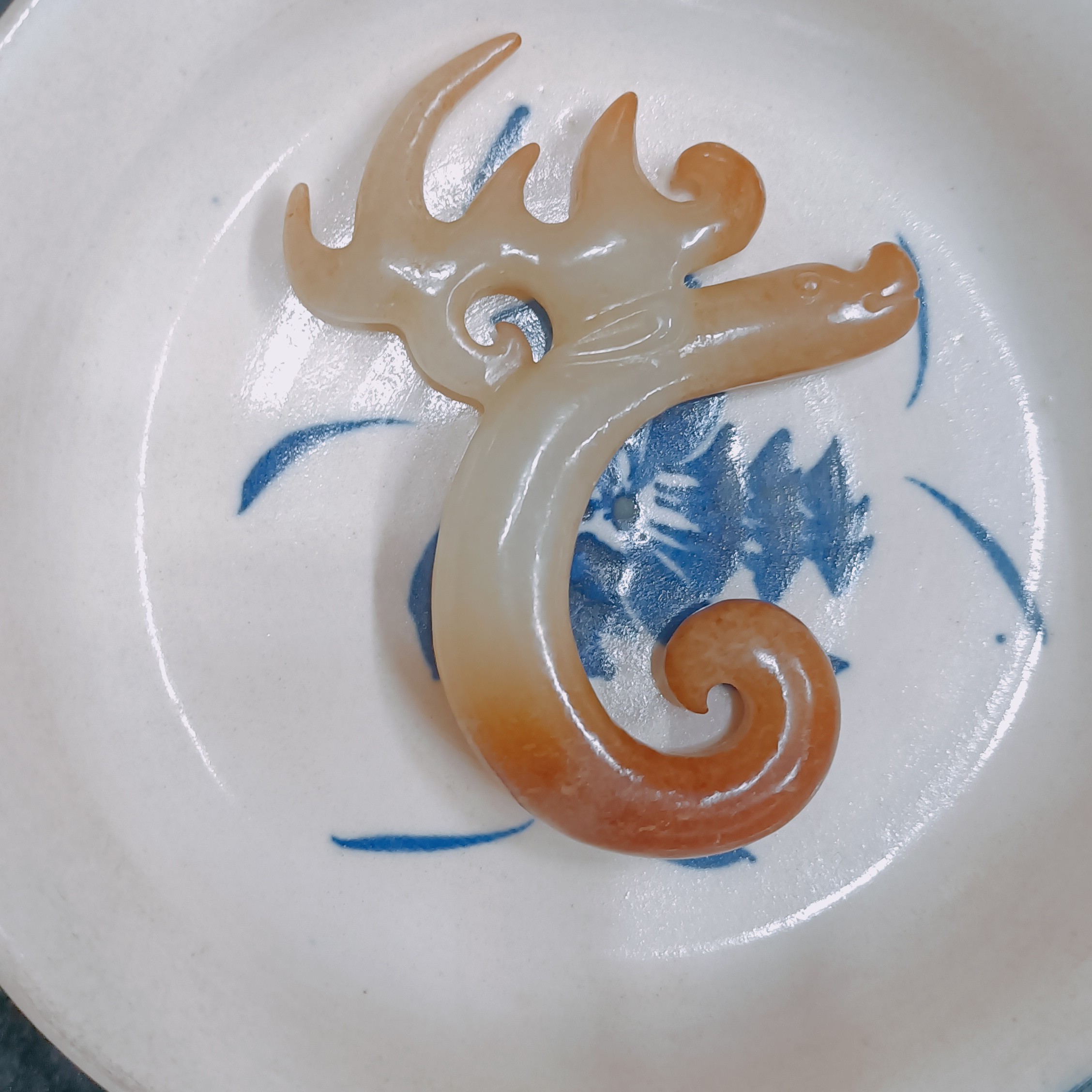 非金属大理石吊坠 猪龙玉佩尺寸72×54×10mm