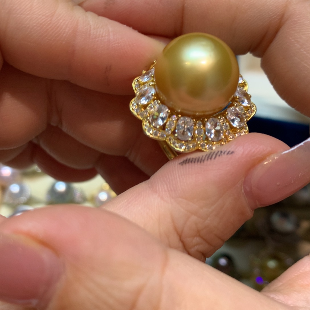 海水珍珠戒指银S925镶嵌