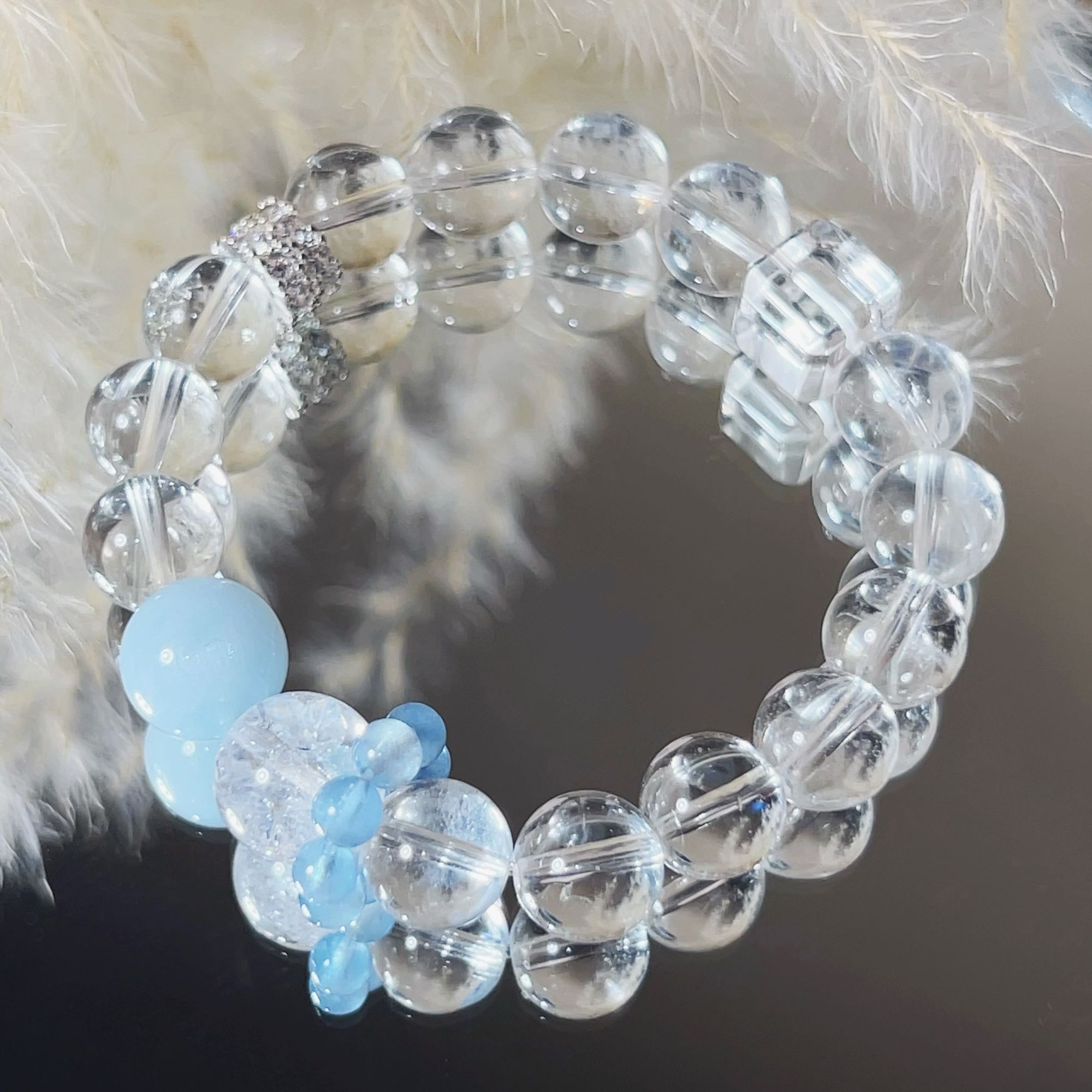 【稳定情绪】露丝同款水晶手串 海蓝宝➕双A净体白水晶10MM 转运净化