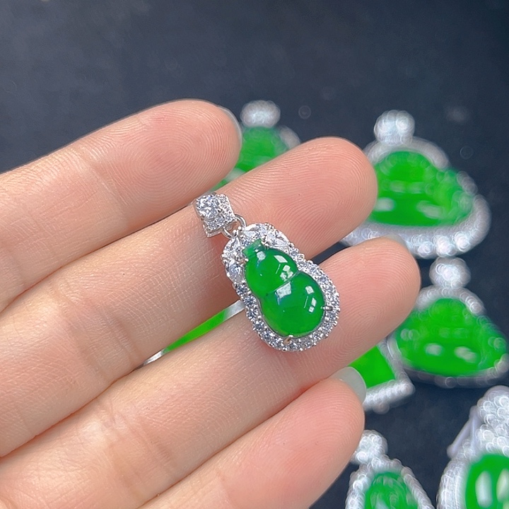 翡翠吊坠(不含链)银S925镶嵌