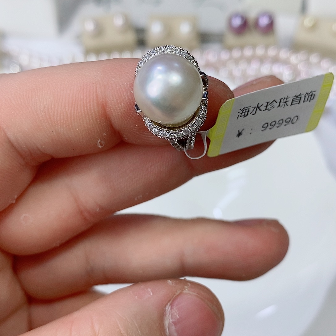 海水珍珠戒指银S925镶嵌