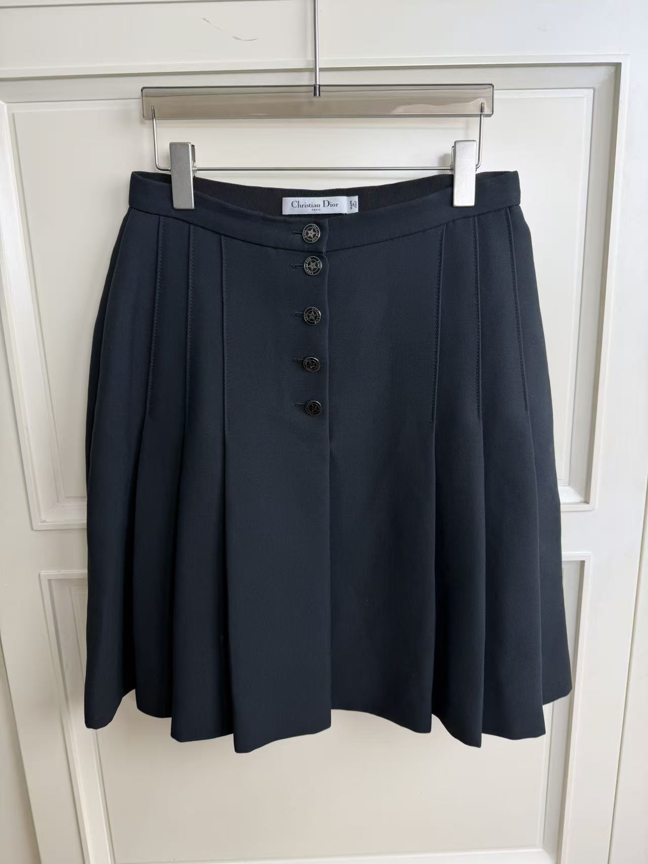 99新 DIOR/迪奥 黑色幸运星扣百褶半身裙40码