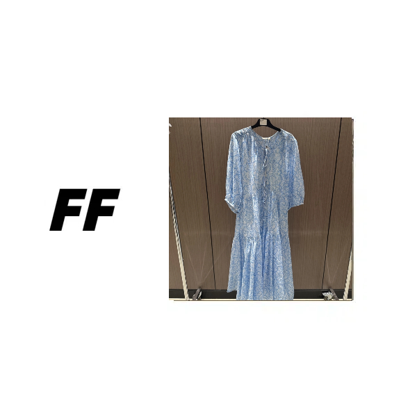 【S049-F11】春夏新款蓝色长款连衣裙